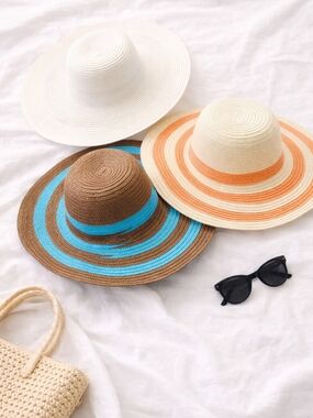 Summer Sun Hat Bundle (3) Wide Brim Straw Hats | Beach Vacation | New